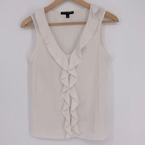 Banana Republic Factory White Ruffle Front Sleeveless Top Women’s Size XS in EUC